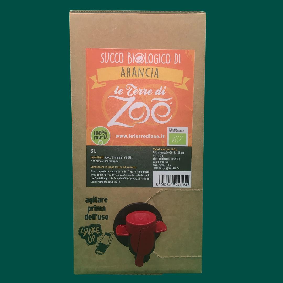 Succo Arancia biologica di Calabria formato Bag in Box 3L - per Horeca Le terre di zoè